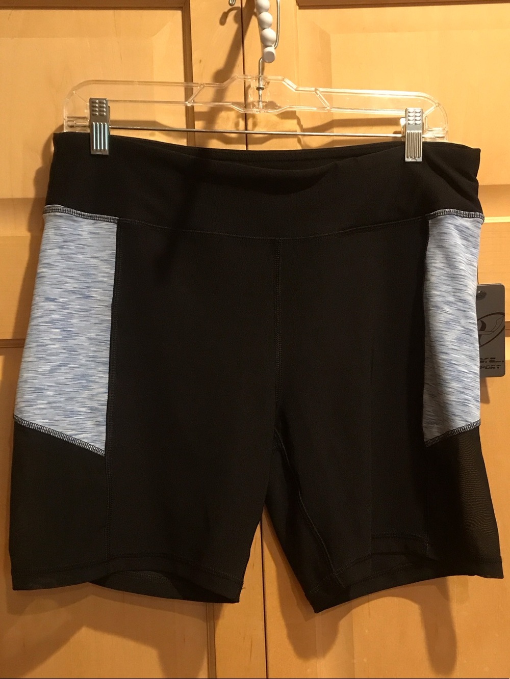 New Black Sport  Shorts with Heathered Blue Side Panels